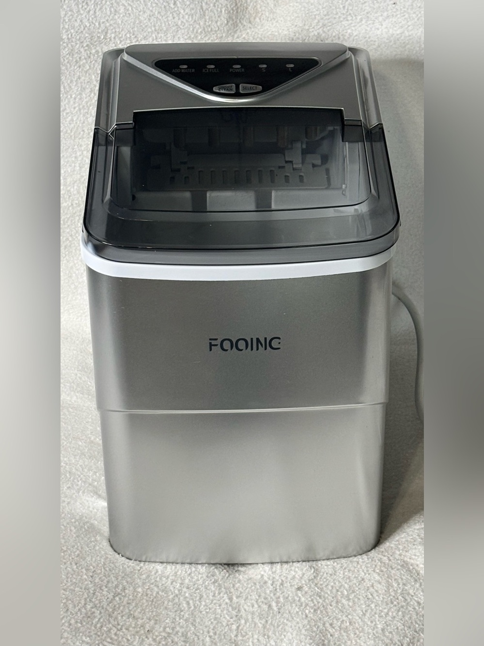 FOOING Countertop Ice Maker Machine Silver – Pre-Owned – Cosmetic Damage